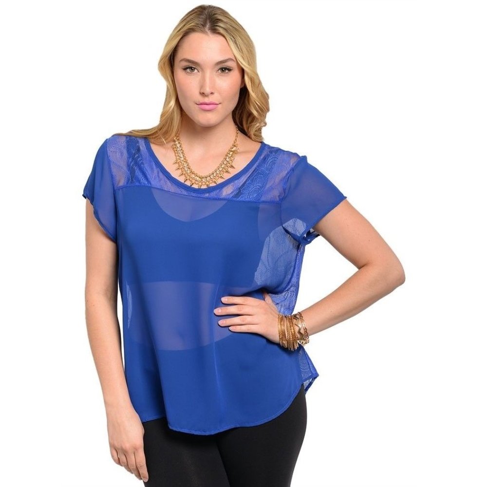Blue Note Women's Sheer Top Lace-Back Scoop Neck PLUS SIZE 2XL NWOT